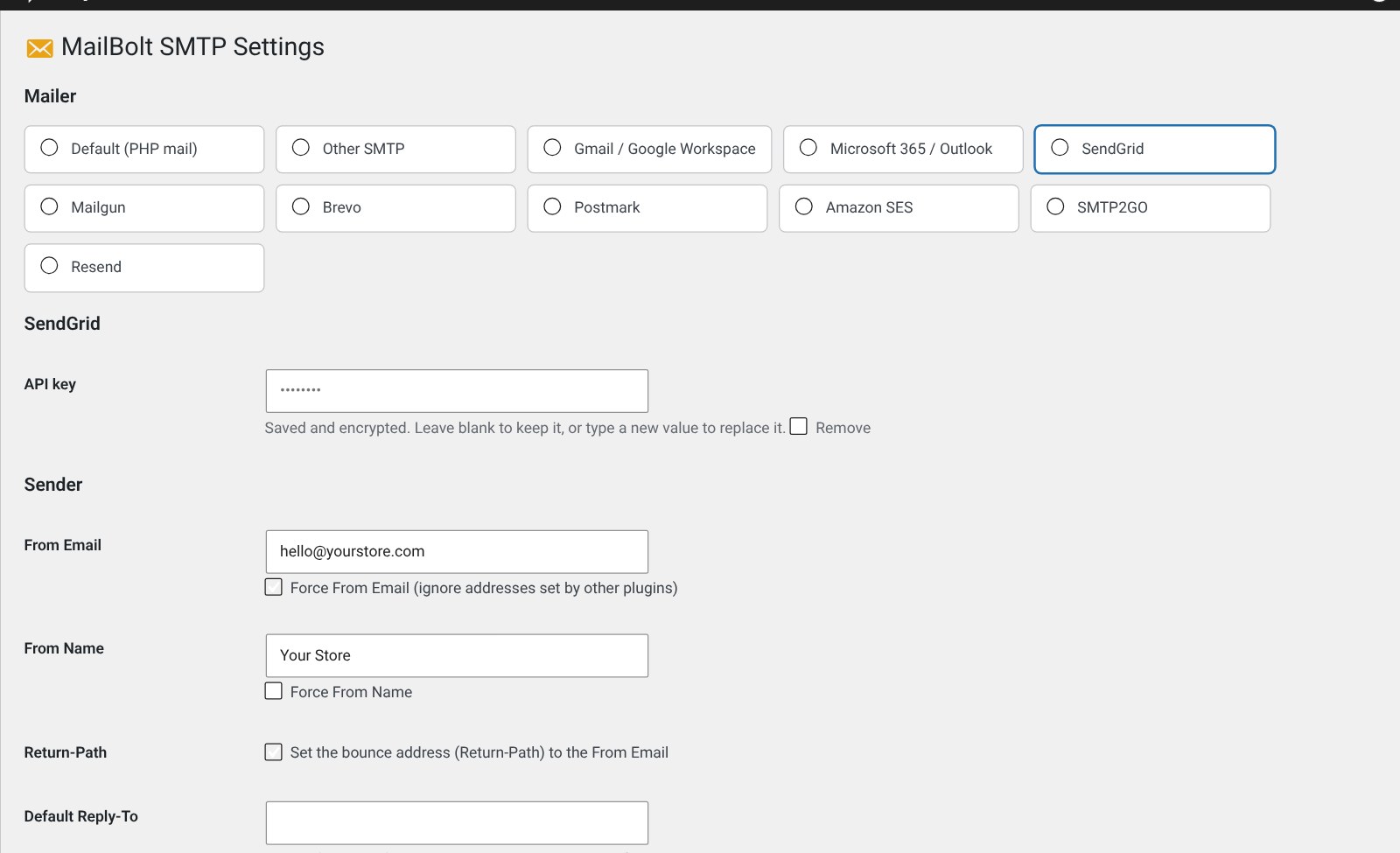 Choose from 9 API mailers